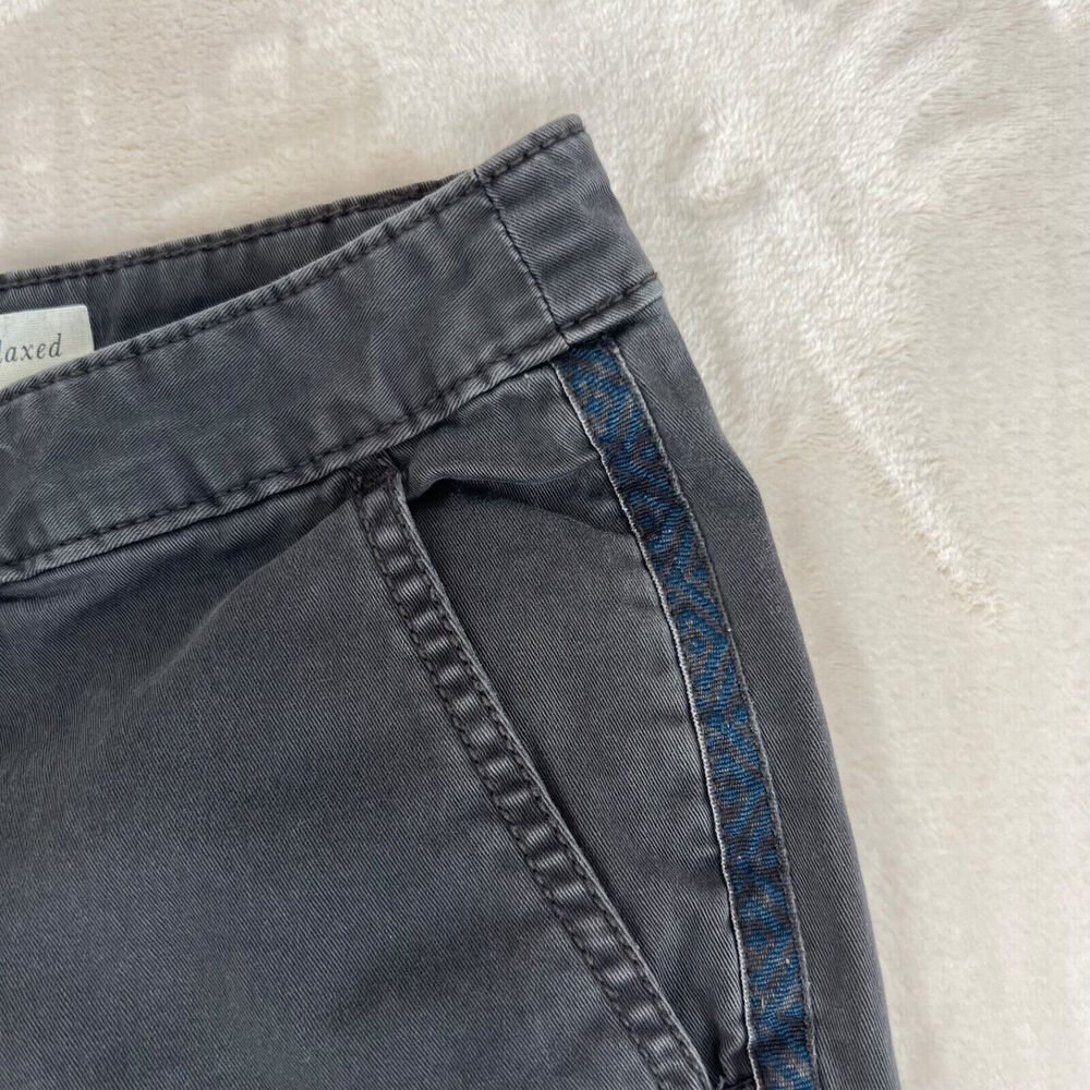 Anthropologie Pants Womens 30 Grey Relaxed‎ Chino Striped Side Preppy Casual - Picture 3 of 15